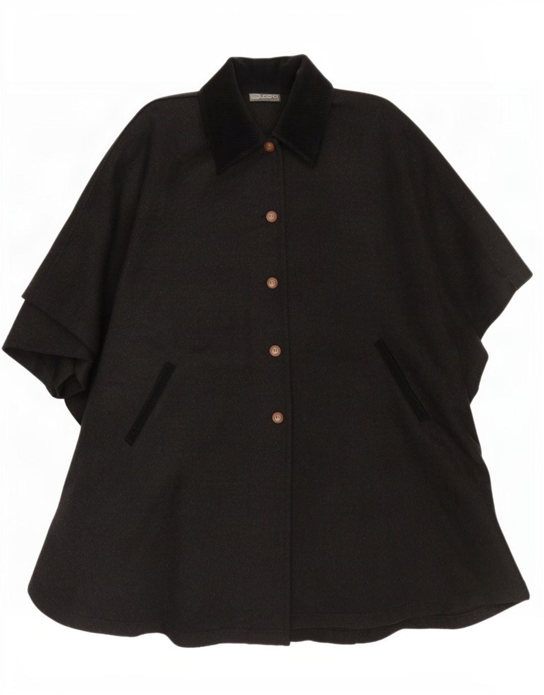 Cappotto poncho da donna di qualità superiore, taglia unica, in lana color block grigio
