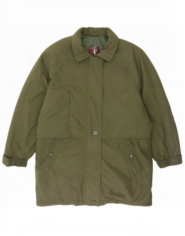 Cappotto vintage da donna a vento UK 14 grande poliestere verde