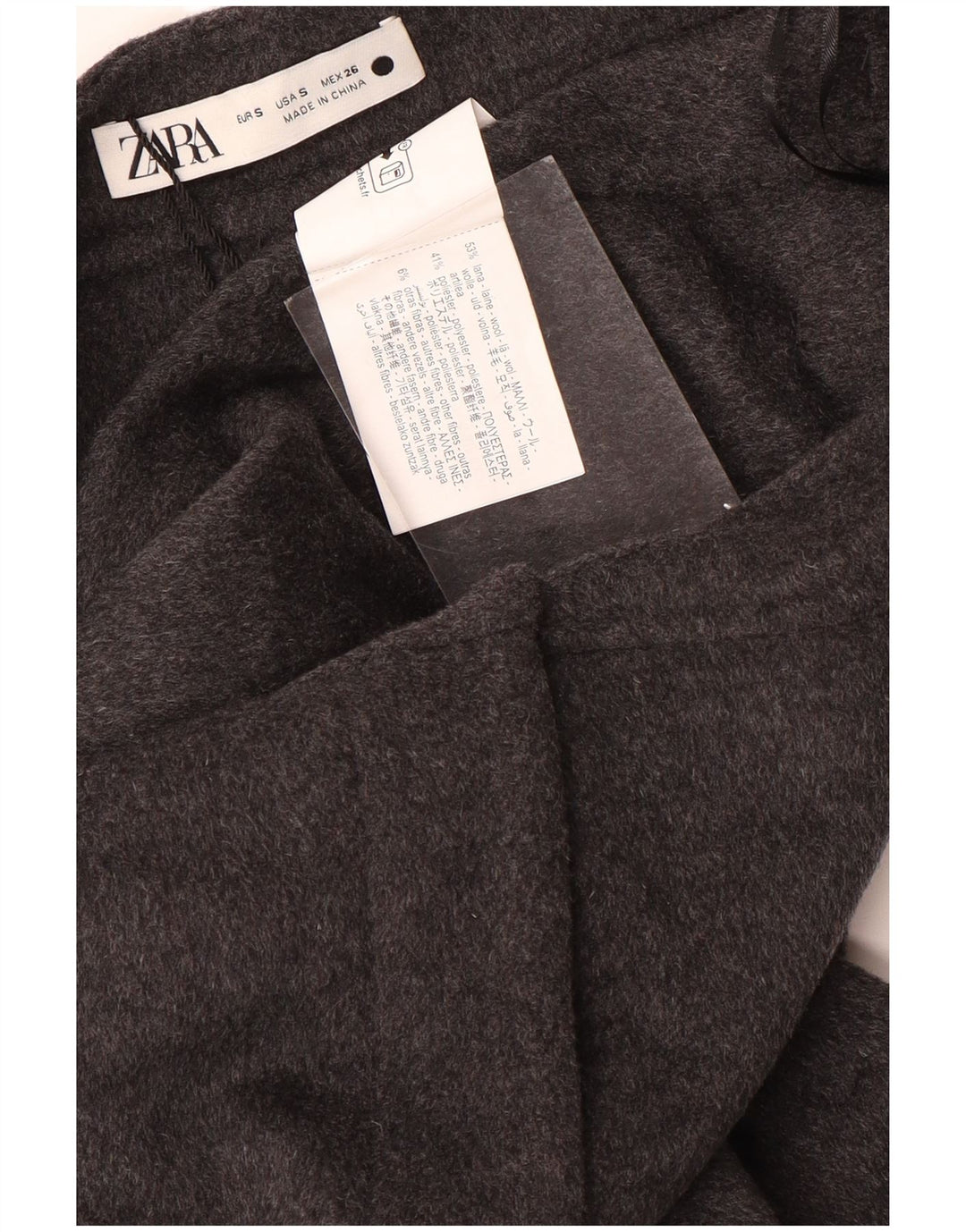 Gonna lunga a trapezio da donna Zara piccola W28 in lana grigia