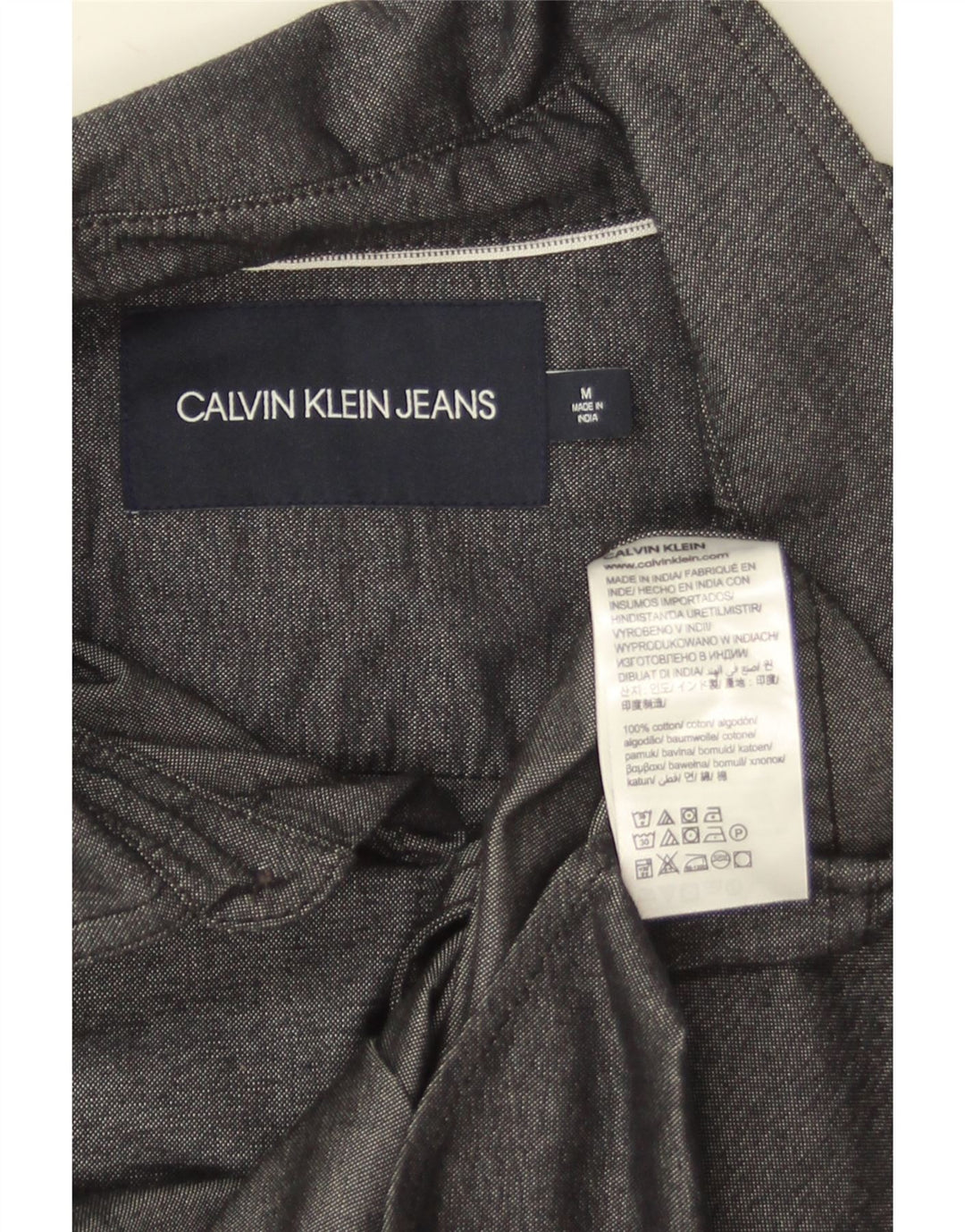 Camicia da uomo Calvin Klein Jeans in cotone grigio medio