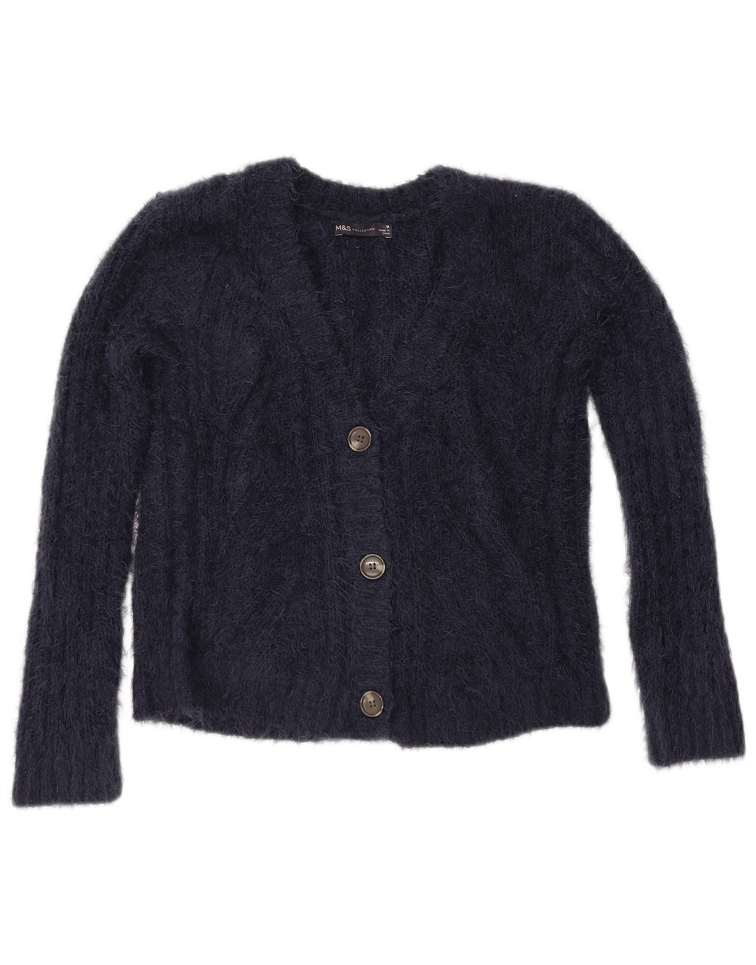 Maglione cardigan da donna Marks & Spencer UK 14 Poliestere blu navy medio