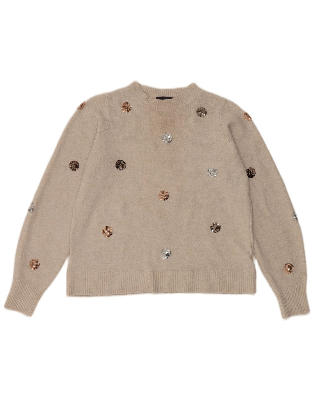 Maglione maglione girocollo corto da donna Marks & Spencer UK 10 piccolo Beige