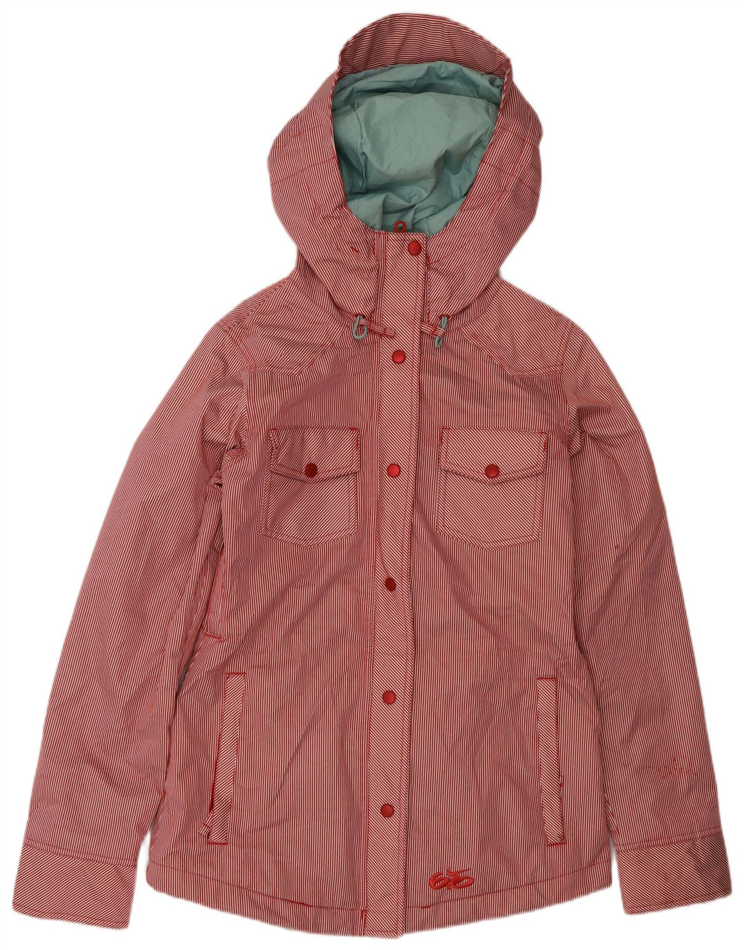 Giacca a vento con cappuccio da donna NIKE UK 10 piccola poliestere gessato rosso