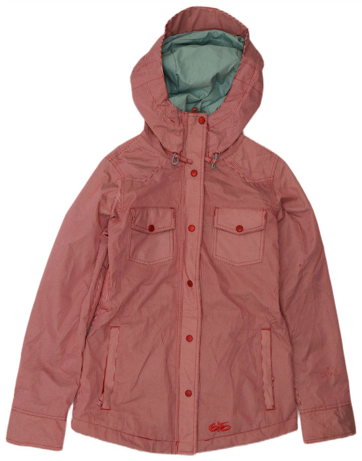 Giacca a vento con cappuccio da donna NIKE UK 10 piccola poliestere gessato rosso