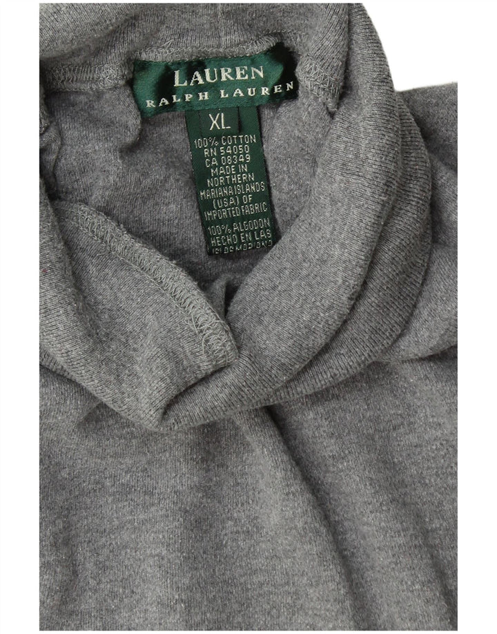 RALPH LAUREN Maglione maglione a collo alto da donna UK 18 XL Cotone grigio