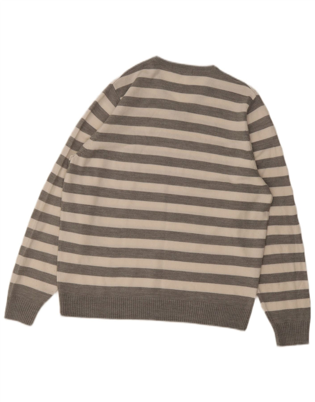 Maglione da uomo con scollo a V autografo Marks & Spencer a righe grigio medio