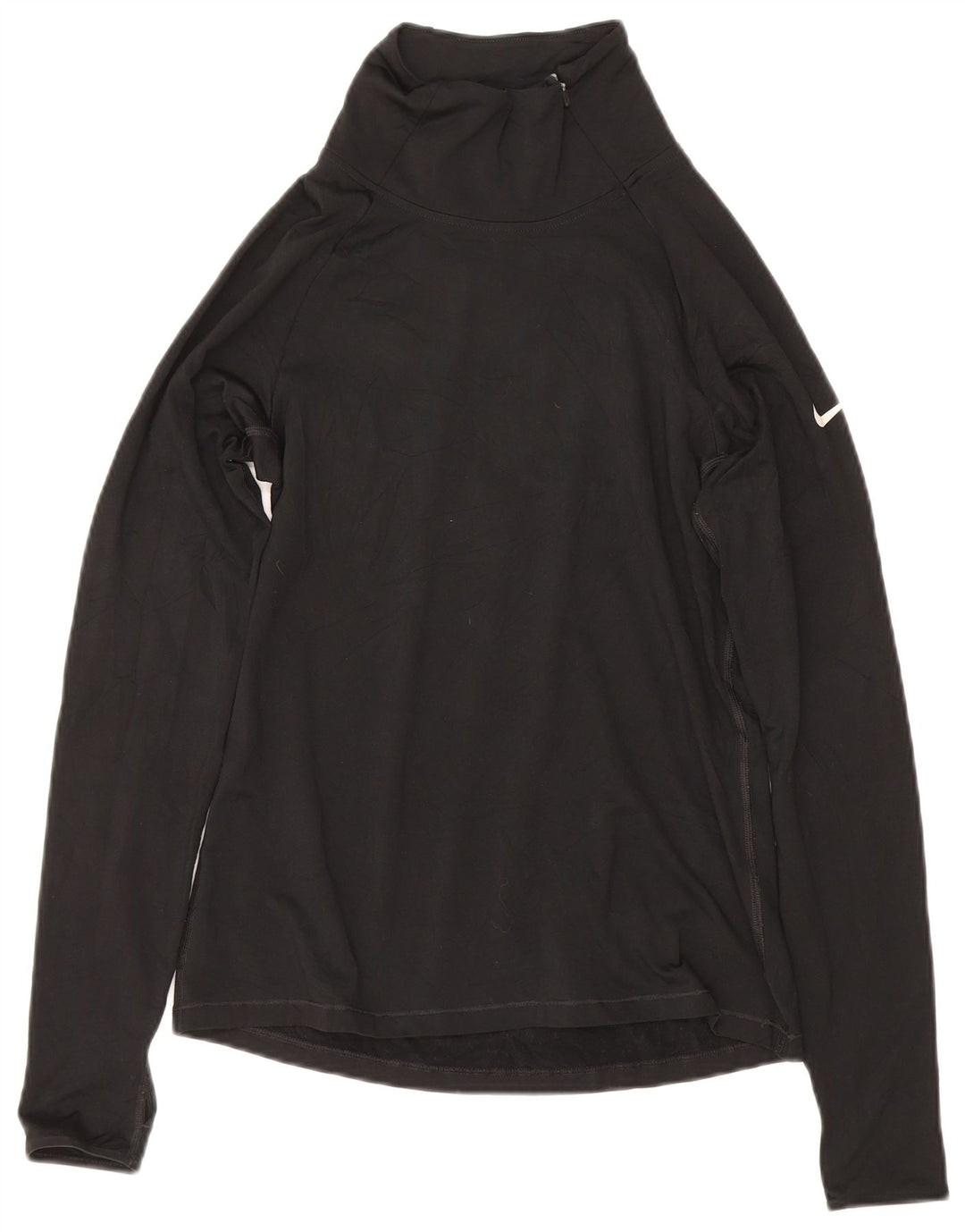 NIKE Womens Dri Fit Zip Neck Pullover Tracksuit Top UK 14 Large Black