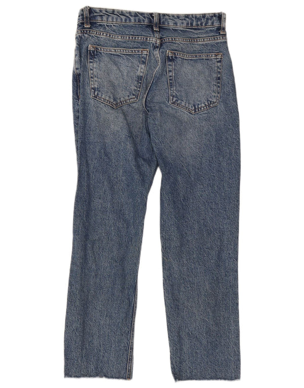 Jeans dritti corti da donna Topshop UK 8 piccoli W26 L24 cotone blu