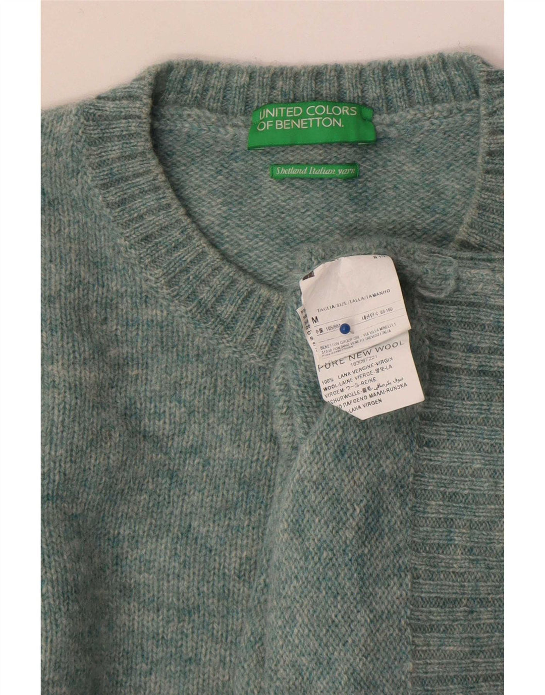 Maglione maglione girocollo da donna Benetton UK 14 Lana verde medio