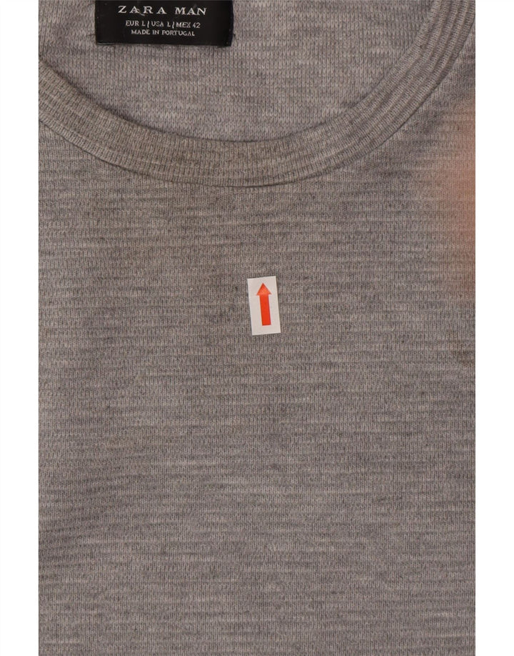 Top Zara da uomo a maniche lunghe in cotone mélange grande grigio