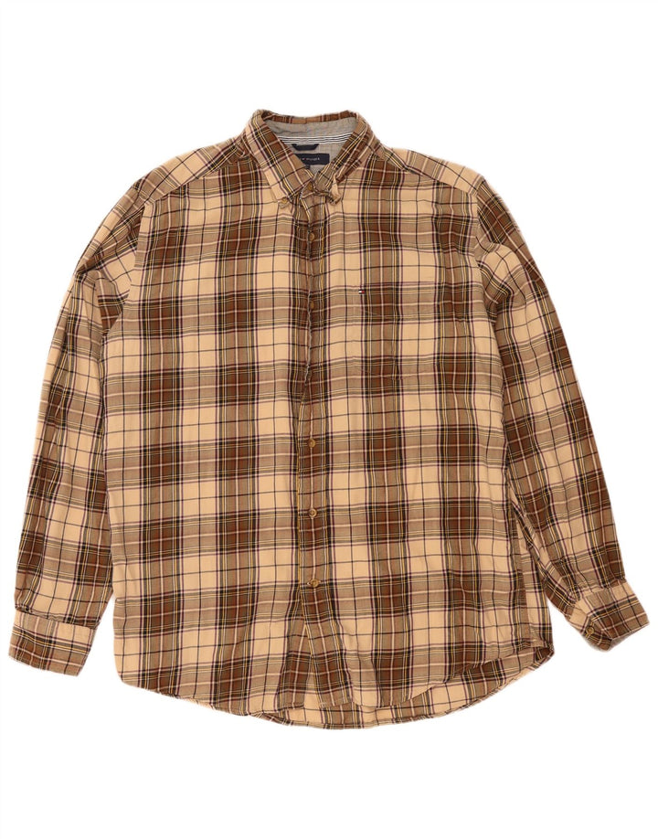 Tommy Hilfiger Uomo Camicia in flanella Grande cotone a quadri beige