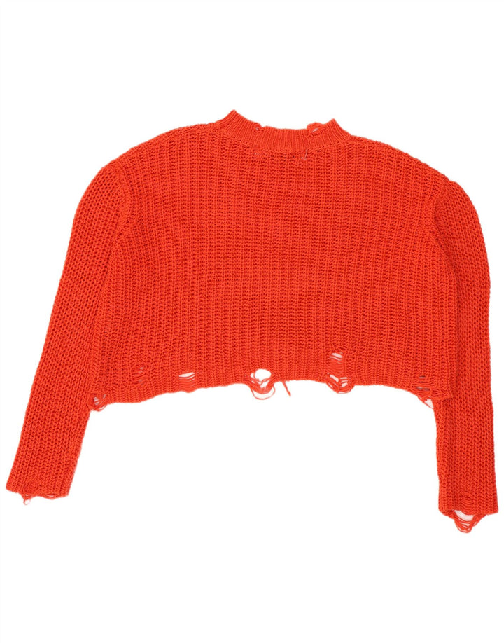 Zara Donna Maglione Corto Oversize con Collo Dolcevita UK 10 Piccolo Arancione