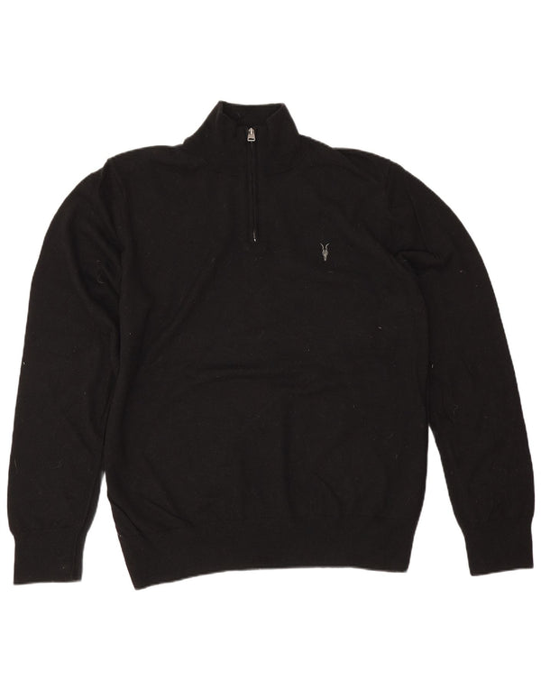 Maglione da uomo con zip e collo All Saints 2XL in lana nera