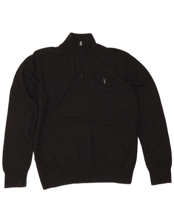Maglione da uomo con zip e collo All Saints 2XL in lana nera