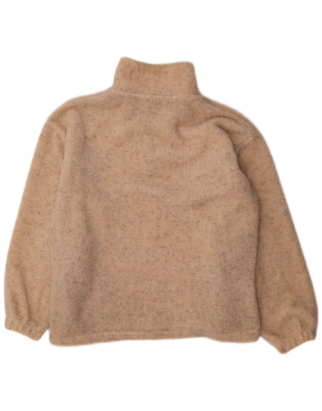 Angelo Muroni Maglione in pile da uomo con zip e collo XL Poliestere chiazzato beige