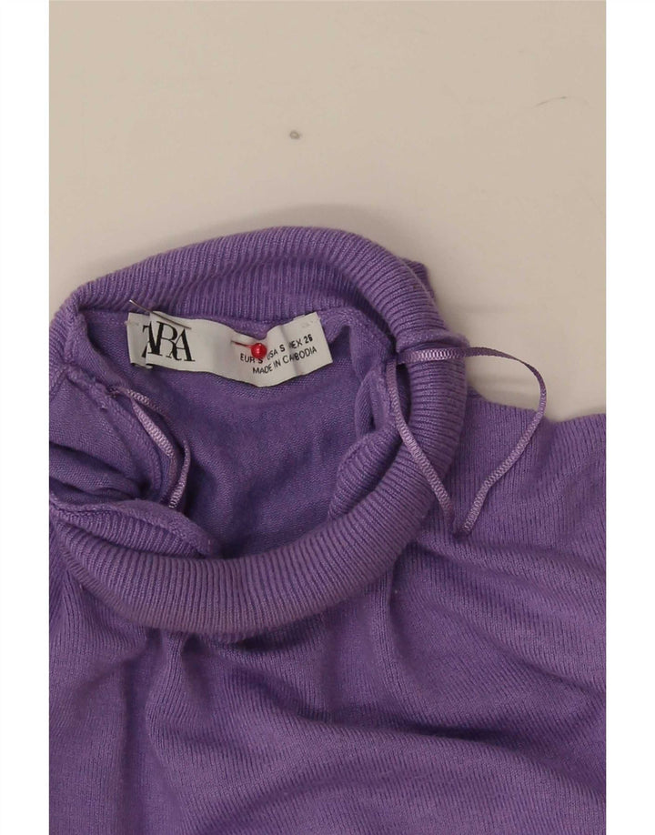 Maglione maglione collo alto da donna Zara UK 10 piccolo viola