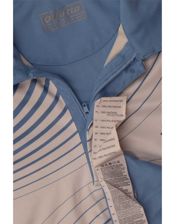 Polo da uomo con zip e collo Lotto XL in poliestere color block blu