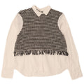 Camicetta oversize a maniche lunghe da donna Zara UK 6 XS pied de poule bianca