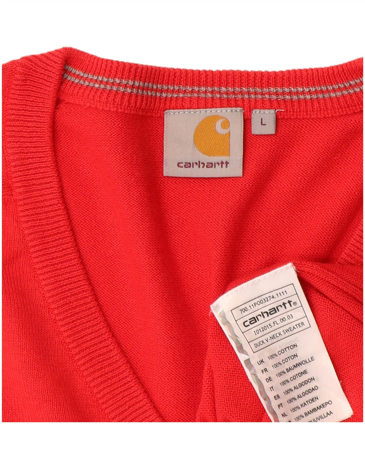 Maglione da uomo con scollo a V Carhartt grande cotone rosso
