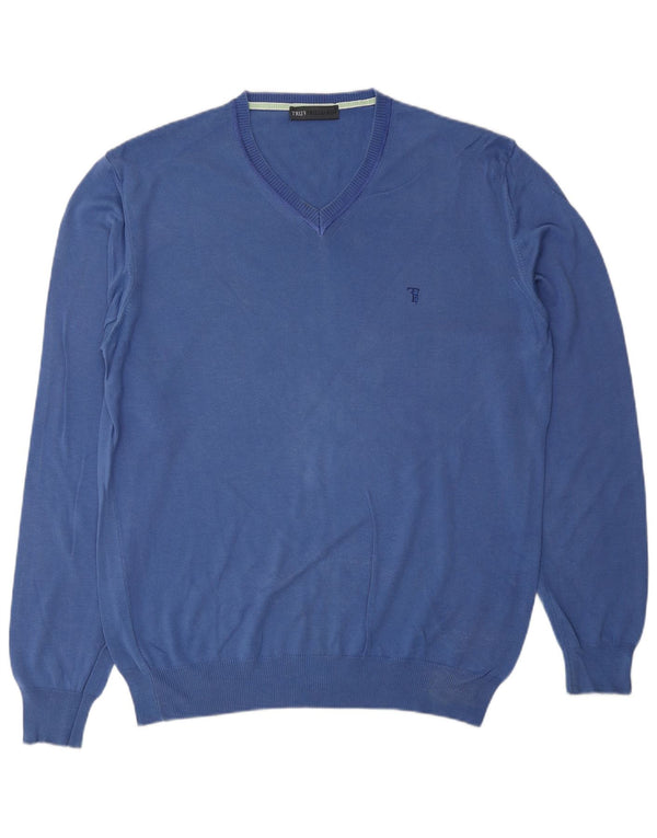 Maglione Uomo Scollo V TRUSSARDI Large Blu Cotone