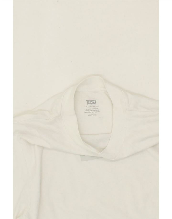 LEVI'S Womens Oversized Crop Graphic T-Shirt Top UK 6 XS White Vintage Levi's and Second-Hand Levi's from Messina Hembry 