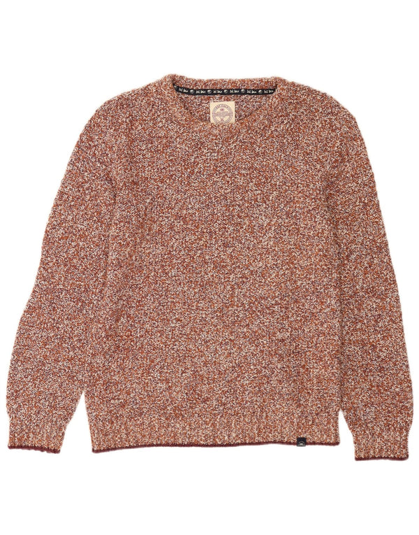 Maglione girocollo da uomo Fat Face in cotone screziato marrone medio