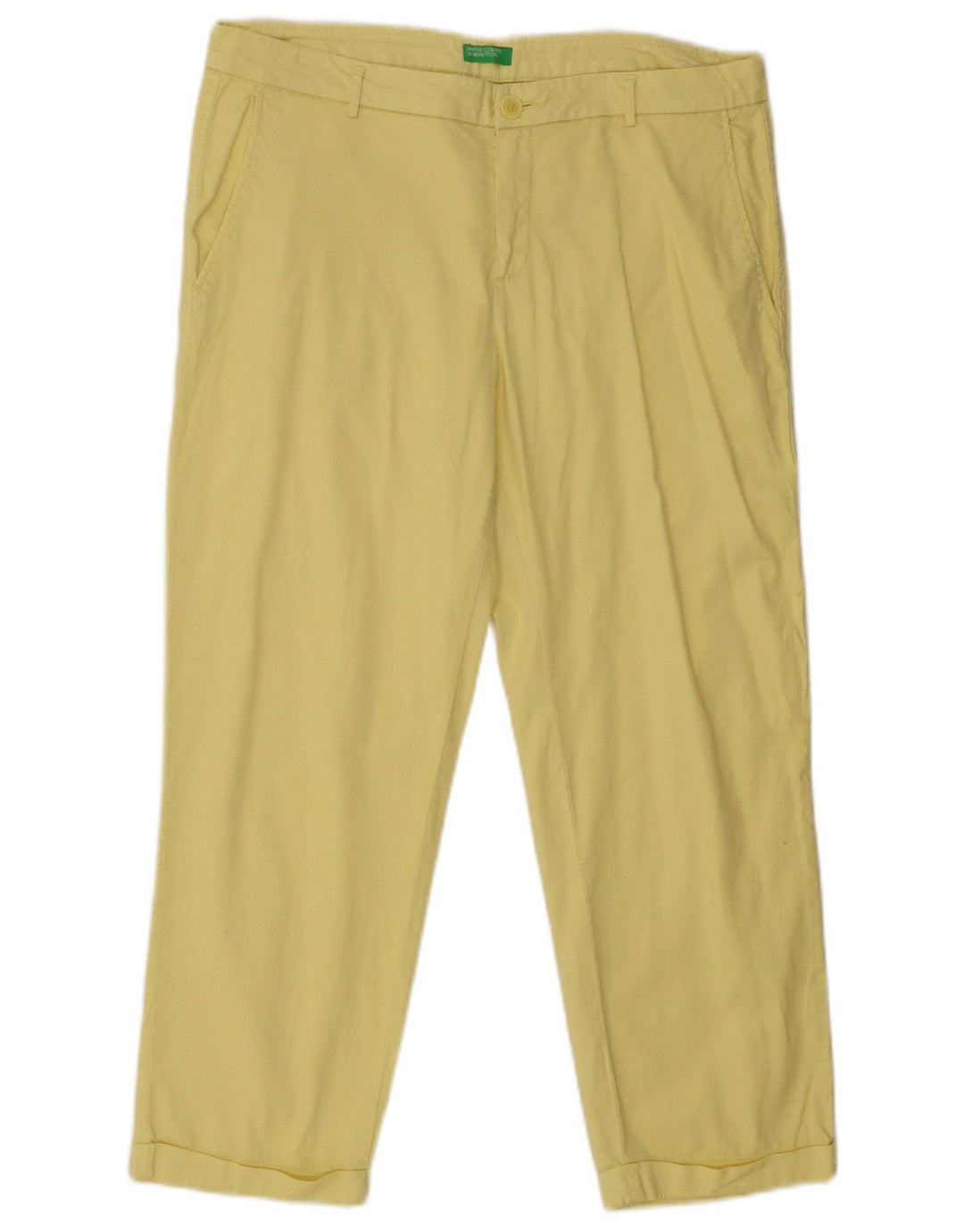 BENETTON Womens Straight Cropped Trousers W34 L24 Yellow