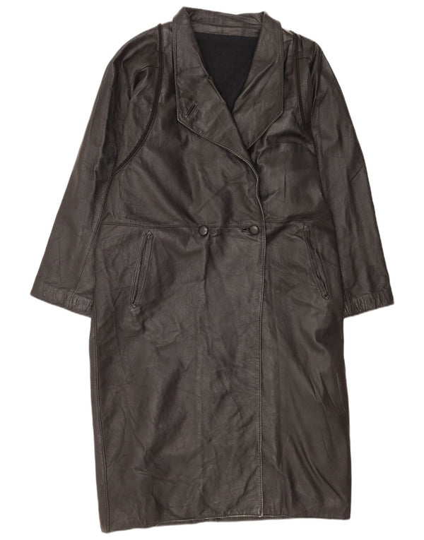Cappotto in pelle vintage da donna UK 18 XL Nero