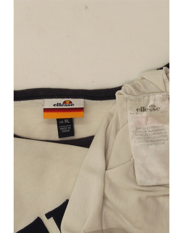 T-shirt grafica da donna Ellesse Top UK 18 XL cotone color block bianco