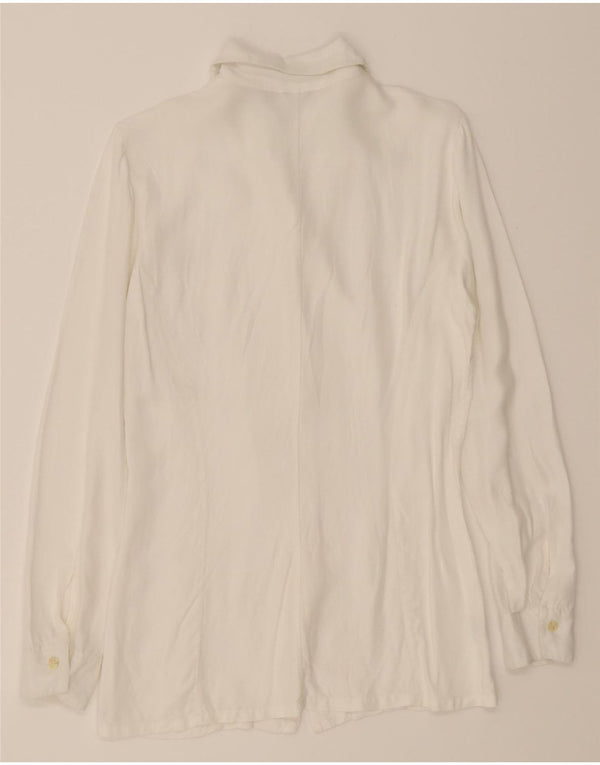 BENETTON Camicia Camicetta da Donna UK 12 Viscosa Bianca Media