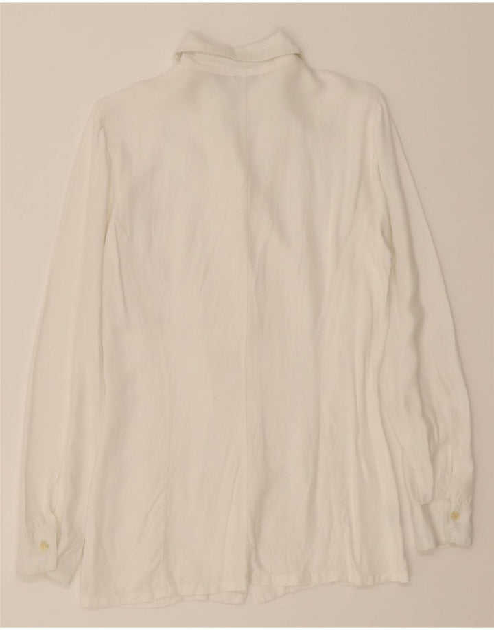 BENETTON Camicia Camicetta da Donna UK 12 Viscosa Bianca Media