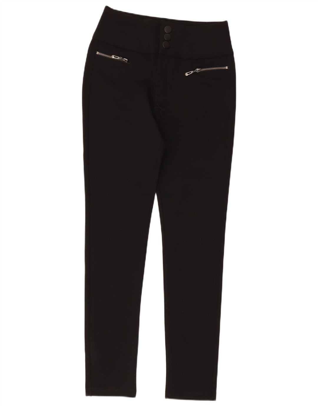 QUIZ Pantaloni casual slim a vita alta da donna UK 12 Medium W28 L28 Nero