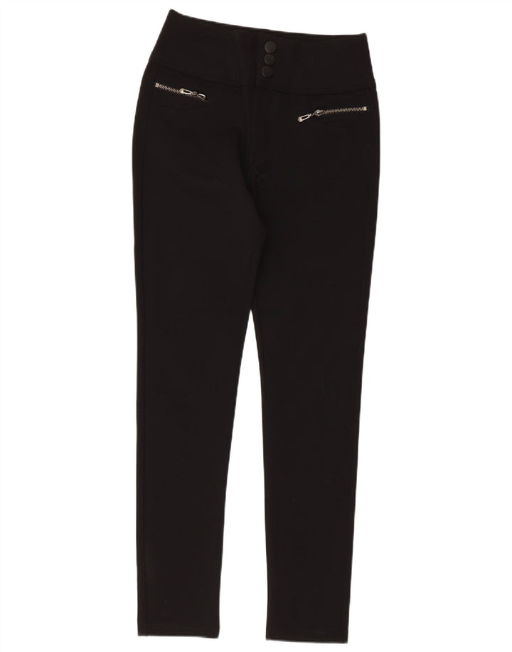 QUIZ Pantaloni casual slim a vita alta da donna UK 12 Medium W28 L28 Nero