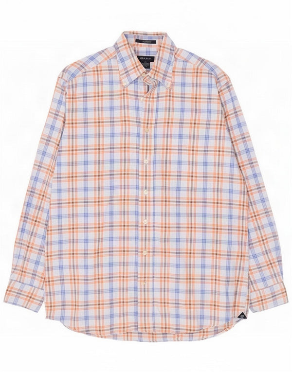 Gant Camicia da uomo in flanella di cotone a quadri multicolore medio