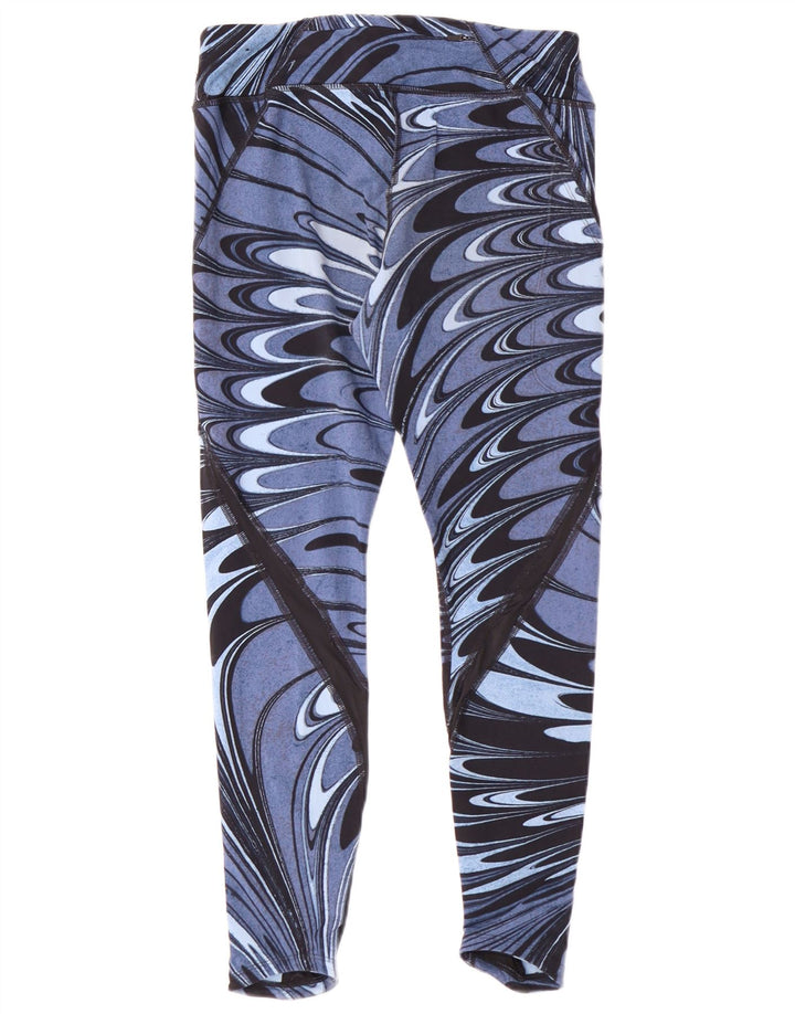 NIKE Womens Dri Fit Crop Abstract Pattern Leggings UK 14 Medium  Blue