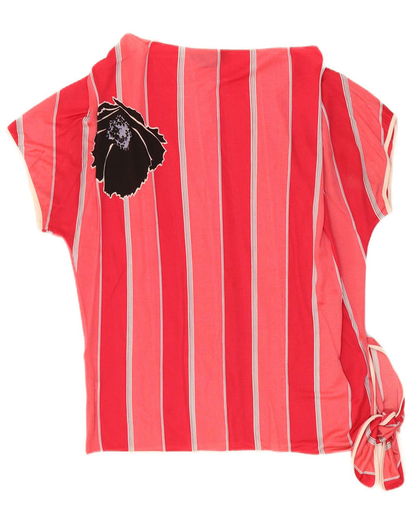 Camicetta a pipistrello da donna VINTAGE Top IT 44 Acrilico a righe rosse medie