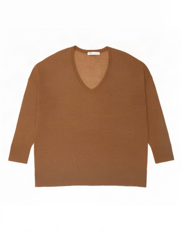 Top oversize da donna Zara a maniche lunghe UK 14 Beige medio screziato