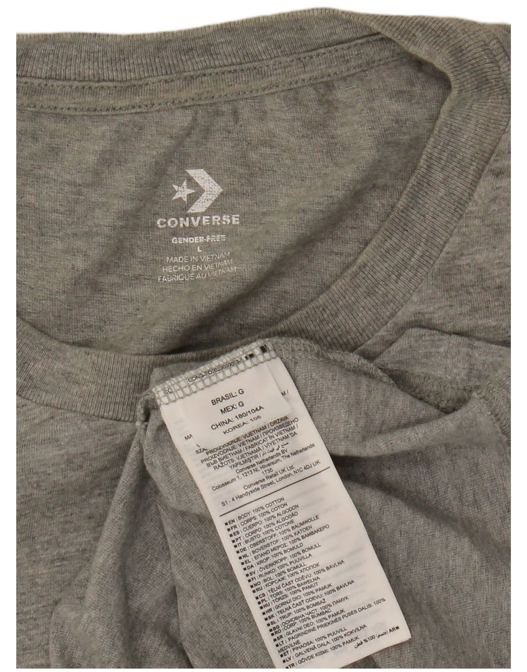 T-shirt grafica da uomo Converse Top grande in cotone chiazzato grigio
