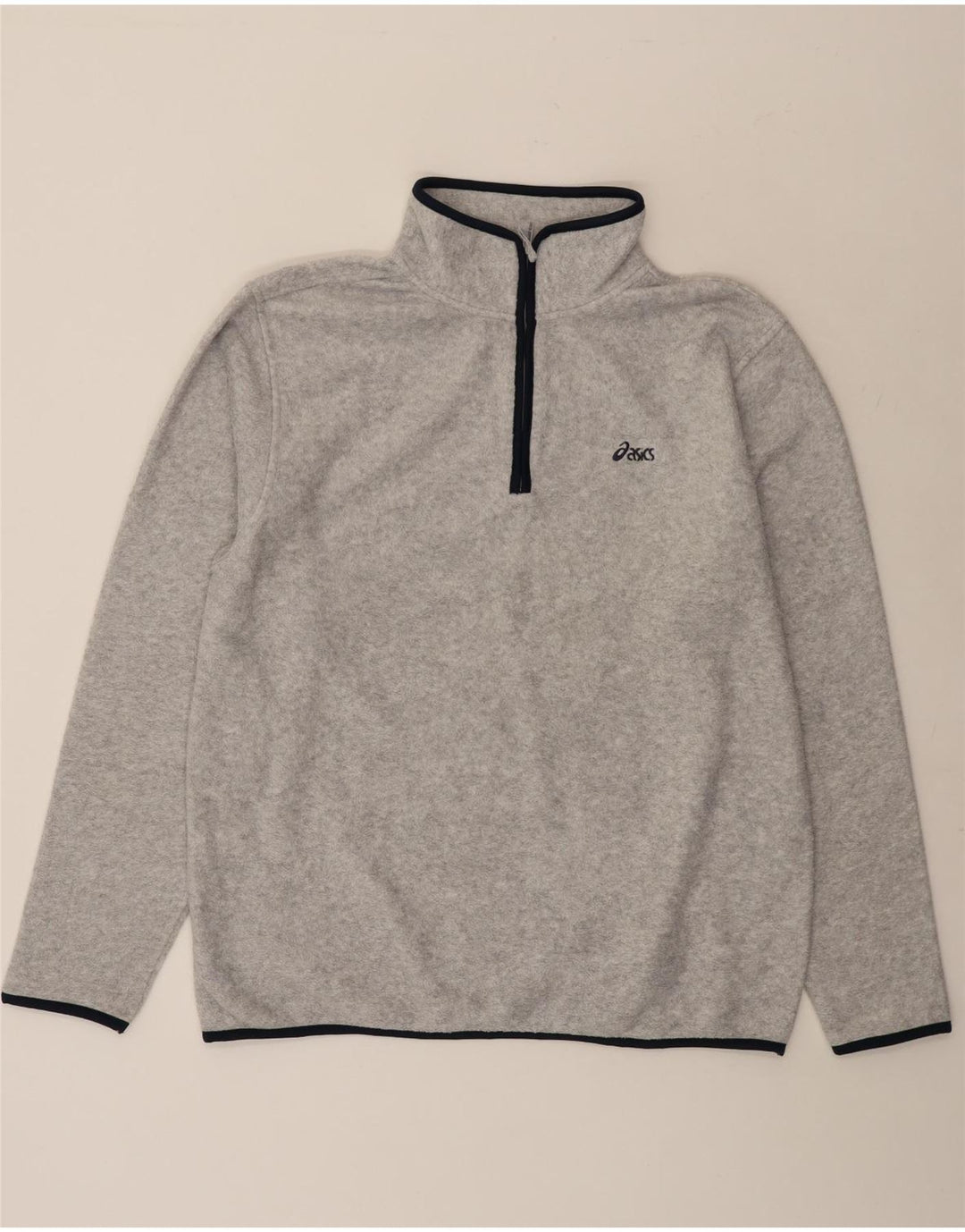 Maglione in pile da uomo Asics con zip e collo XL in poliestere grigio