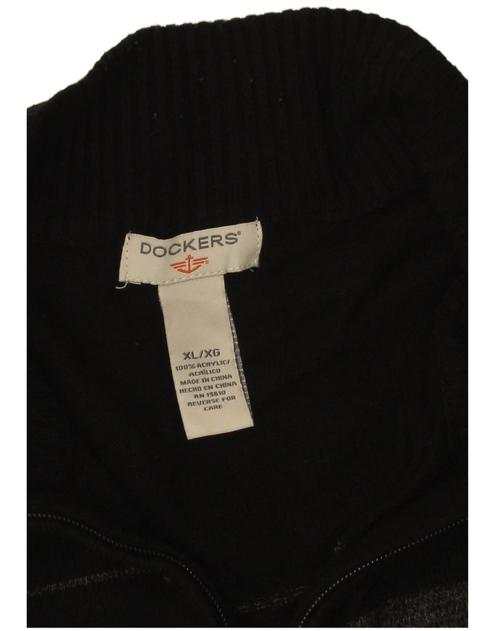 Maglione da uomo Dockers con zip e collo XL in acrilico color block grigio
