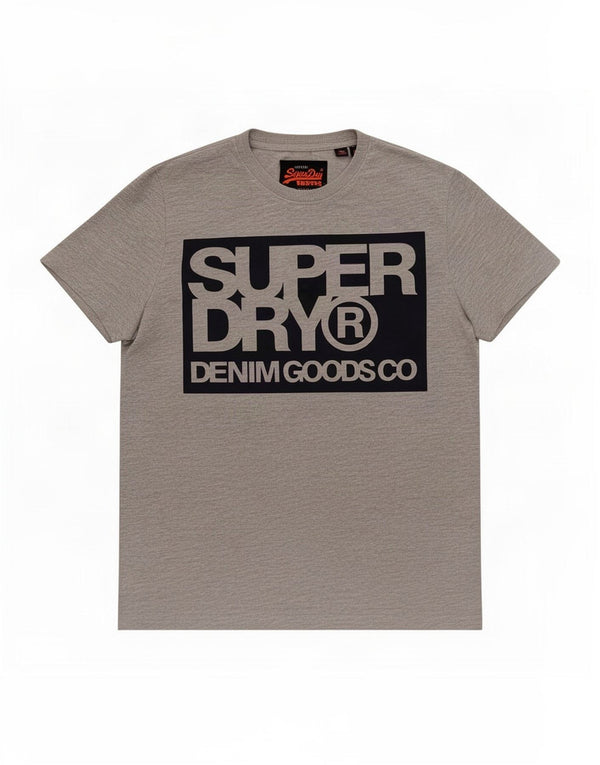 T-shirt grafica da uomo Superdry Top grande in cotone grigio