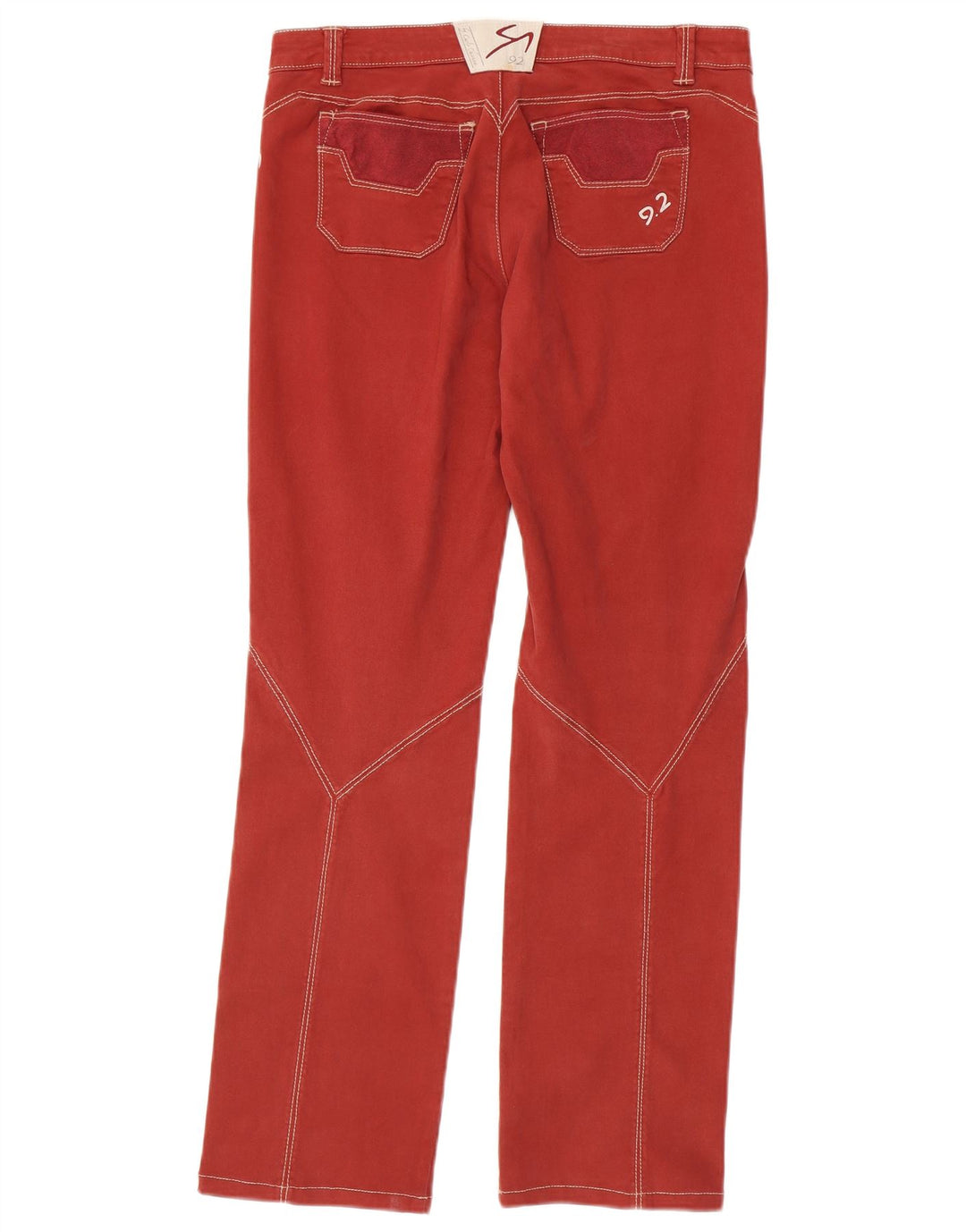9.2 BY CARLO CHIONNA Pantaloni casual dritti da uomo W29 L31 Rosso Colourblock