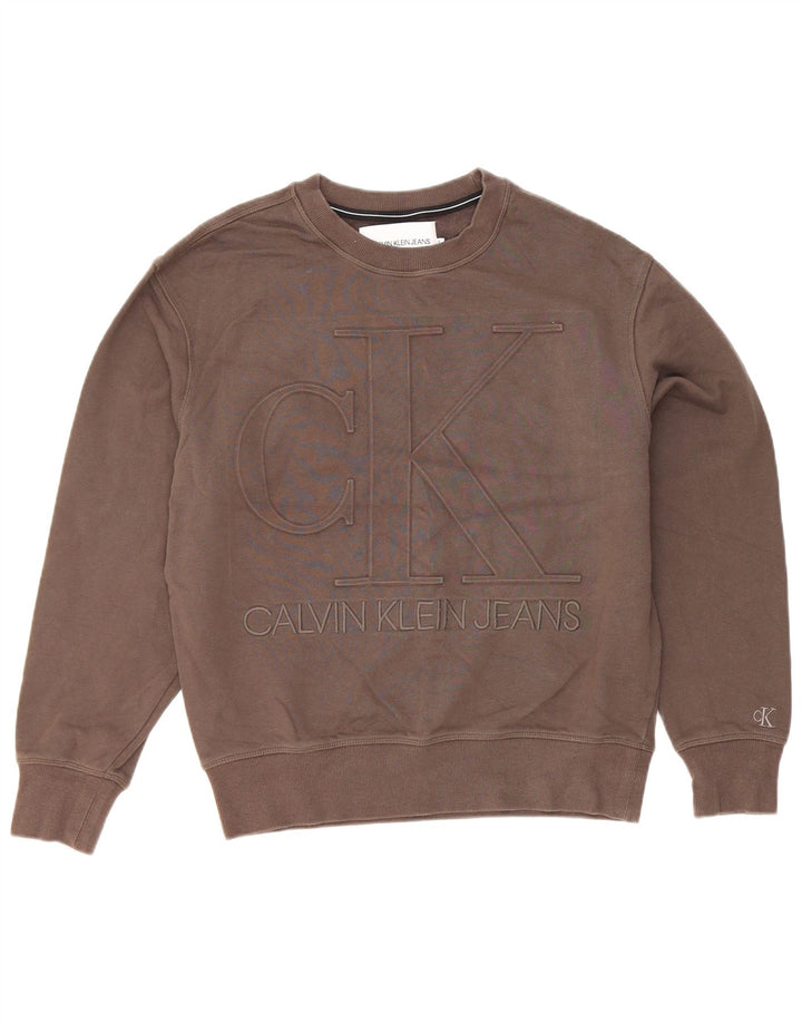 Calvin Klein Jeans Felpa grafica da uomo Maglione piccolo cotone grigio