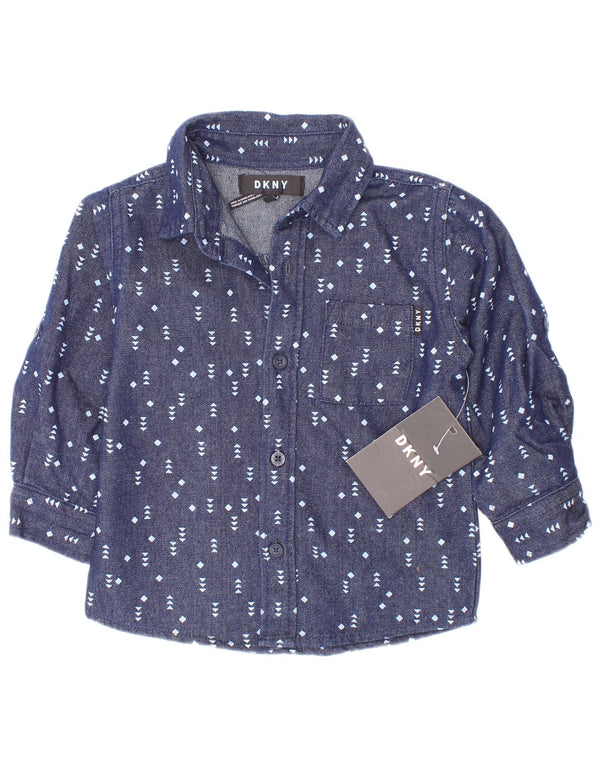 Camicia Dkny per neonato 12-18 mesi in cotone maculato blu navy