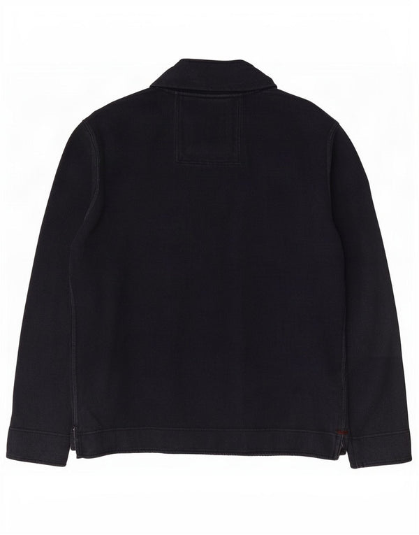 Crew Clothing Felpa da uomo con collo con zip, maglione medio, cotone blu navy