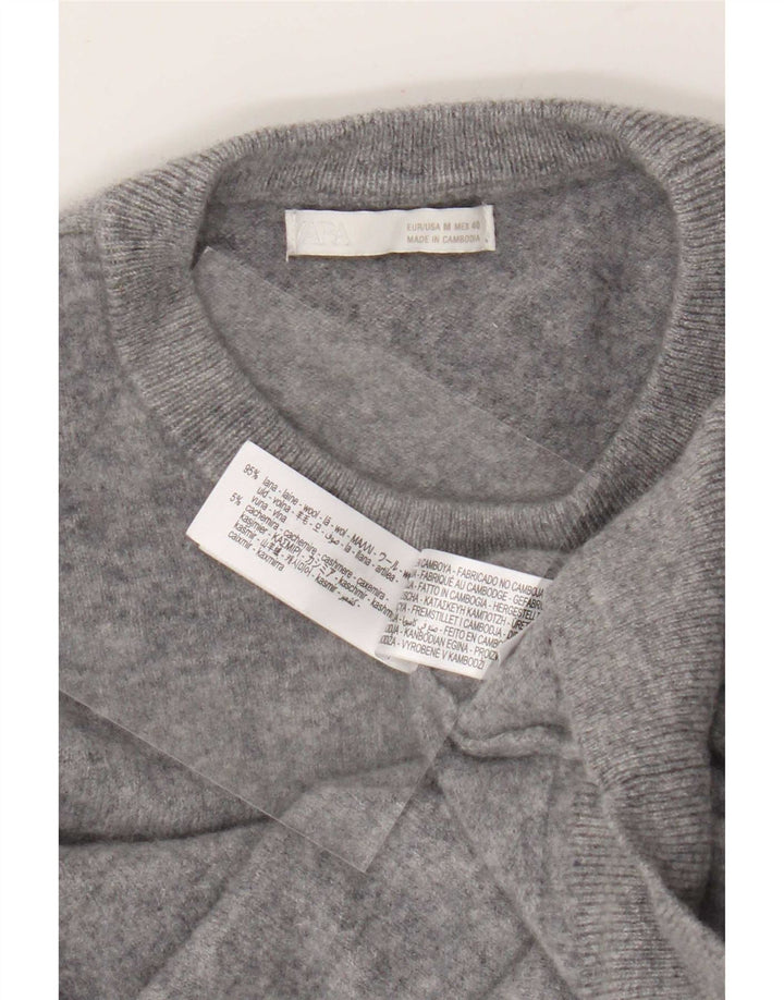 Maglione girocollo da uomo Zara in lana grigio medio