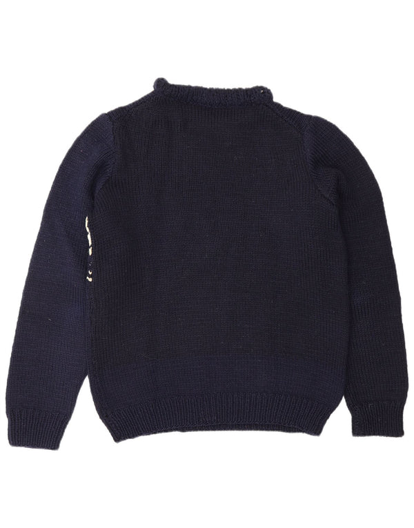 Maglione maglione girocollo da donna VINTAGE UK 16 Large Blu Navy Fair Isle
