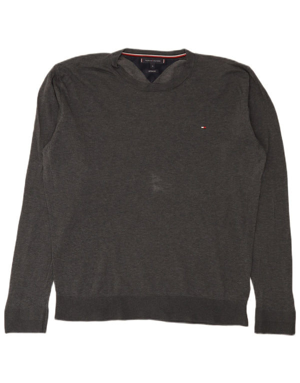 Maglione maglione girocollo da uomo Tommy Hilfiger XL in cotone grigio