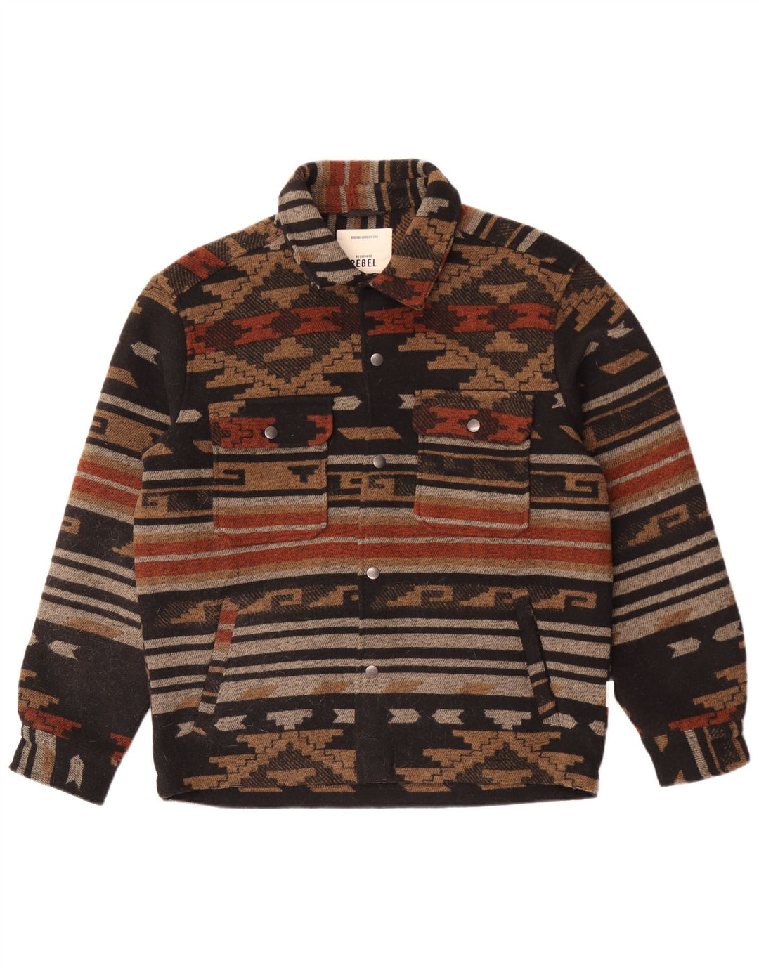 Giubbotto bomber da uomo vintage UK 38 Poliestere geometrico marrone medio
