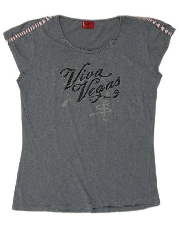 T-shirt grafica da donna Levi's Top UK 14 grande cotone grigio